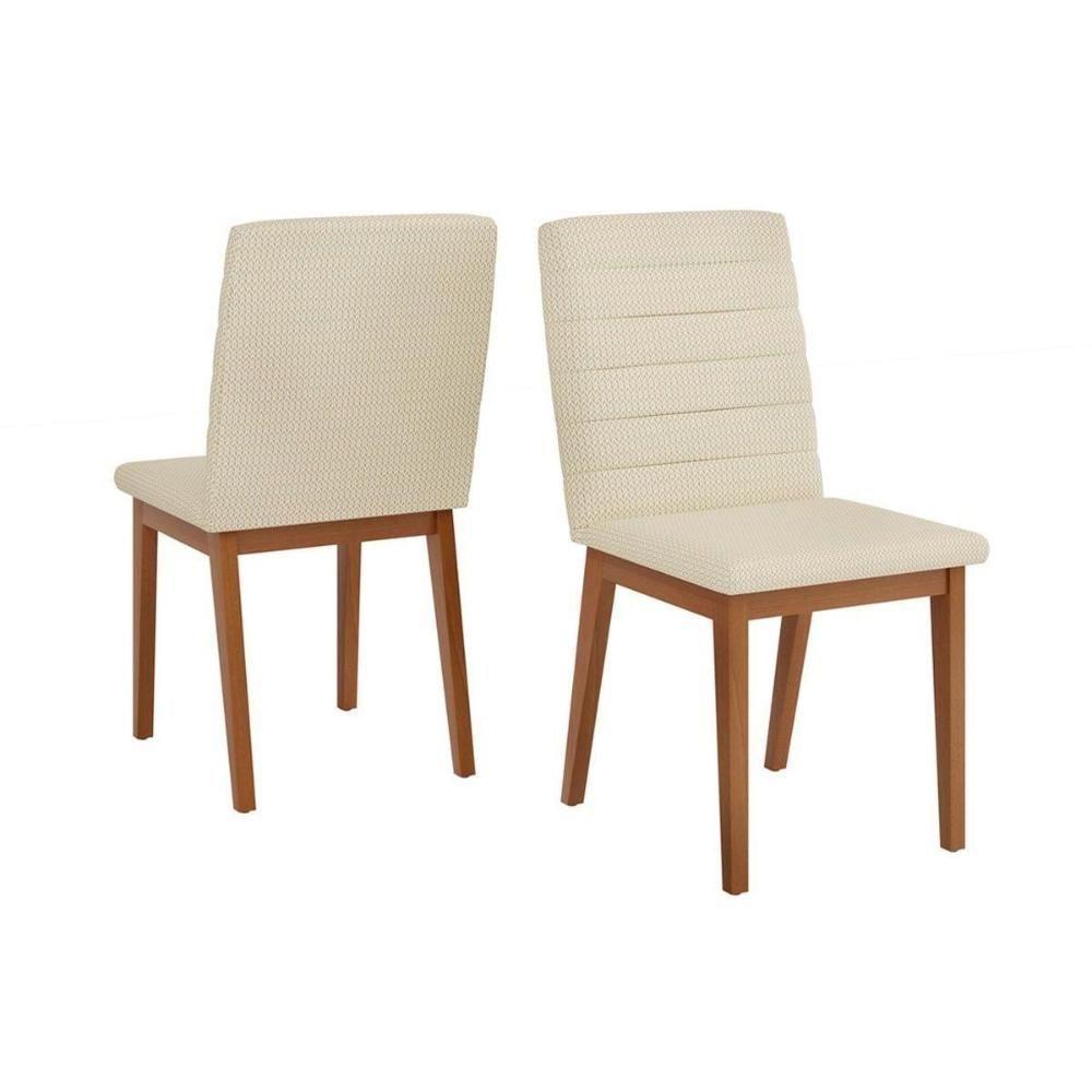 Sala de Jantar Completa Zafira Tampo Madeirado c/ Vidro Curvo 200x100cm e 8 Cadeiras Sofia Cedro/Off White - Ipe/Suede Creme - DJ Móveis - 6