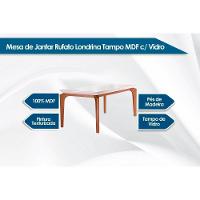 Sala de Jantar Completa Londrina c/ Tampo Madeirado c/ Vidro Canto Reto 120x80cm e 4 cadeiras Imperatriz Imbuia/Off White - Suede Creme - Rufato - 2