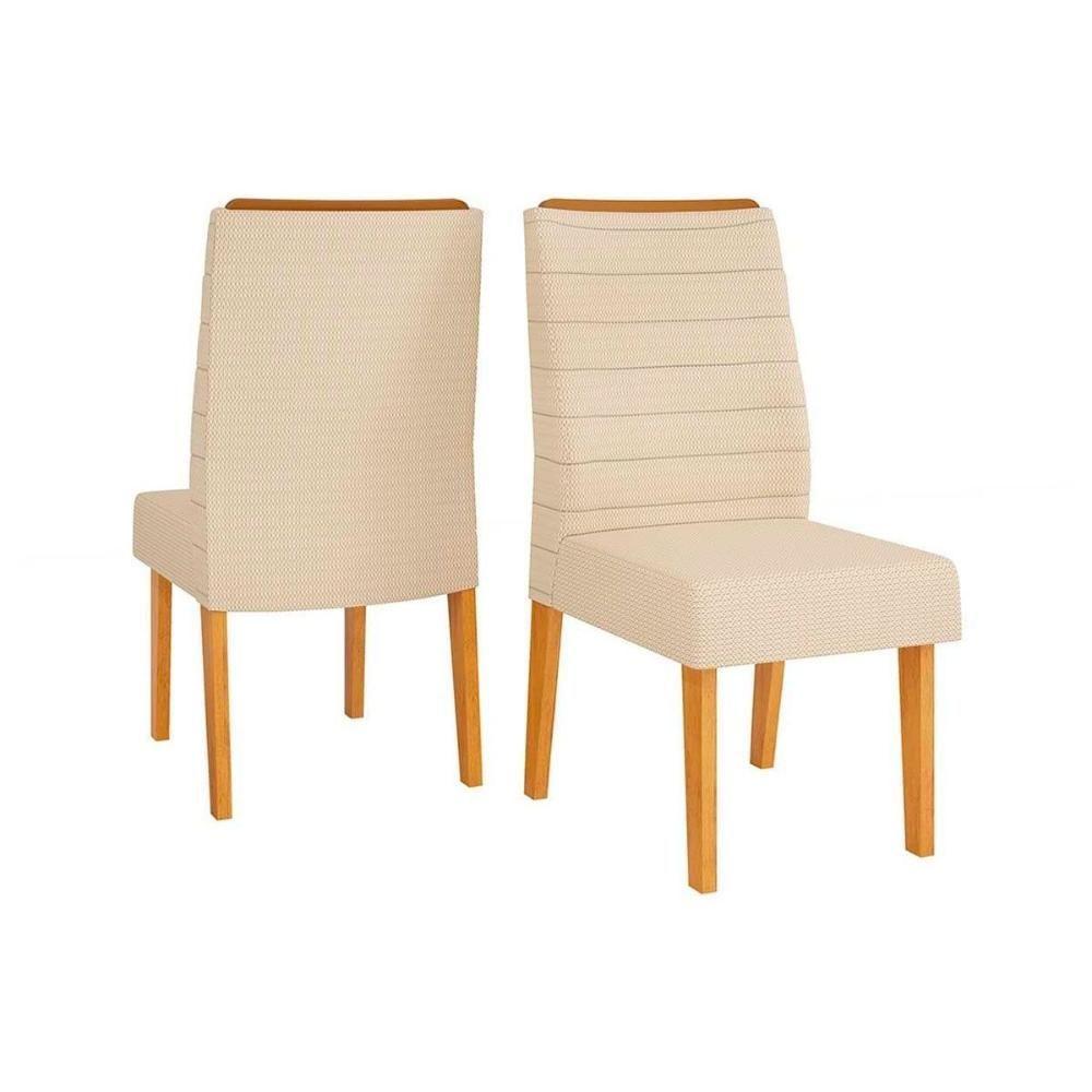 Sala de Jantar Completa Itália Tampo Madeirado c/ Vidro Curvo 136x136cm e 8 Cadeiras Ondina Cedro/Off White - Suede Lunar - DJ Móveis - 6