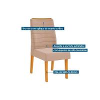 Sala de Jantar Completa Itália Tampo Madeirado c/ Vidro Curvo 136x136cm e 8 Cadeiras Ondina Cedro/Off White - Suede Lunar - DJ Móveis - 3