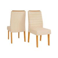 Sala de Jantar Completa Itália Tampo Madeirado c/ Vidro Curvo 136x136cm e 8 Cadeiras Ondina Cedro/Off White - Suede Lunar - DJ Móveis - 6