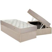 Cama Box Baú Solteiro: Colchão Molas Ensacadas Ortobom Hotelaria Nanolastic Orthotel SuperLuxo + Base CRC Suede Clean(88x188) - 1
