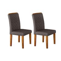 Sala de Jantar Completa Berlim c/ Tampo Madeirado c/ Vidro Canto Curvo 120x80cm e 4 Cadeiras Jade Imbuia/Off White - Suede Grafite - Rufato - 7