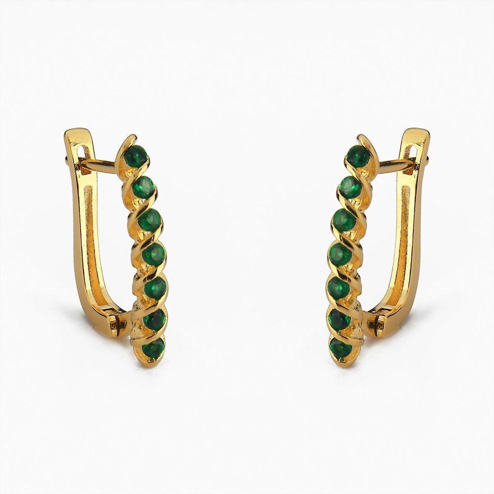 Brinco Argola Retangulares Com Pedras Zircônia Banhado A Ouro 18k - 1