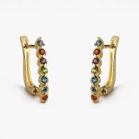 Brinco Argola Retangulares Com Pedras Zircônia Banhado A Ouro 18k - 1