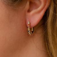 Brinco Argola Retangulares Com Pedras Zircônia Banhado A Ouro 18k - 2