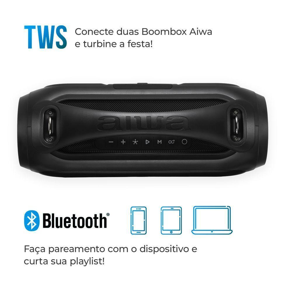 Caixa De Som Boombox Aiwa BBS-02A 50W BT 8h IPX5 RGB Usb AWS-BBS-02-A - 6