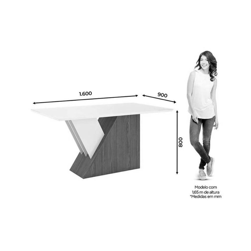 Sala de Jantar Completa Épic SC24 Tampo Madeirado c/ Vidro Canto Curvo 160x90cm e 6 Cadeiras Vita Nature/Veludo Light Bege - Henn - 10