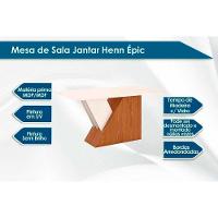 Sala de Jantar Completa Épic SC24 Tampo Madeirado c/ Vidro Canto Curvo 160x90cm e 6 Cadeiras Vita Nature/Veludo Light Bege - Henn