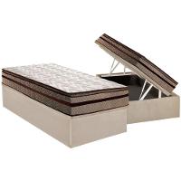 Conjunto Box Baú Solteiro: Colchão Espuma Paropas D28 / Anatômico Orthomedic Gold Plus Rústico Clean + Base CRC Suede Clean (88x188) - 1