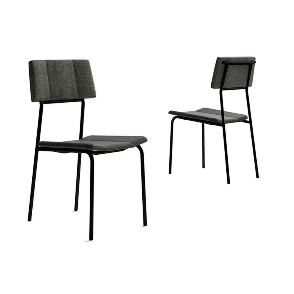 Sala de Jantar Completa Átria 1592 Aço c/ Tampo Madeirado 160x90cm e 6 Cadeiras Lou Preto/Nogal - Preto/Grafite - Carraro - 7