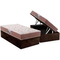 Conjunto Box Baú Solteiro: Colchão Espuma Herval Compact AG 65 / Durabilli Bordado Double Side + Base CRC Suede Brown (88x188) - 1