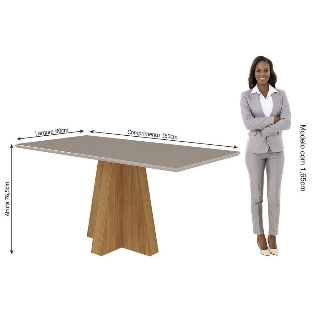 Sala de Jantar Completa Patricia c/ Tampo Madeirado c/ Vidro Canto Reto 160x80cm e 6 Cadeiras Fernanda Madeirado/Suede Joli Capuccino - Cimol - 5