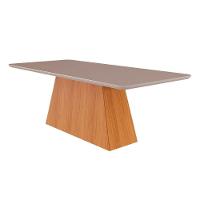 Sala de Jantar Completa Helena c/ Tampo Madeirado c/ Vidro 210x100 cm e 8 Cadeiras Clarice Nature-Madeirado/Linho Bege - Cimol - 5