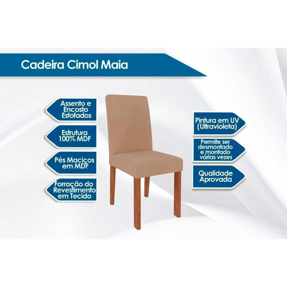 Sala de Jantar Completa Ágata c/ Tampo Madeirado c/ Vidro 130x80cm e 4 Cadeiras Maia Nature/Suede Mascavo Chocolate - Cimol - 4