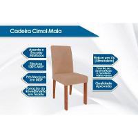 Sala de Jantar Completa Ágata c/ Tampo Madeirado c/ Vidro 130x80cm e 4 Cadeiras Maia Nature/Suede Mascavo Chocolate - Cimol