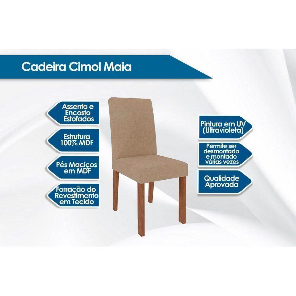 Sala de Jantar Completa Adele Madeira Maciça c/ Tampo Madeirado c/ Vidro 130x80cm e 4 Cadeiras Maia Nature/Suede Mascavo Chocolate - Cimol - 3