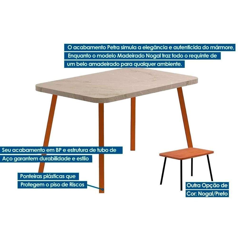 Sala de Jantar Completa Stellar 1598 Aço c/ Tampo Madeirado 120x80cm e 4 Cadeiras Duo Rose/Petra - Rose/Areia - Caramelo - Carraro - 5
