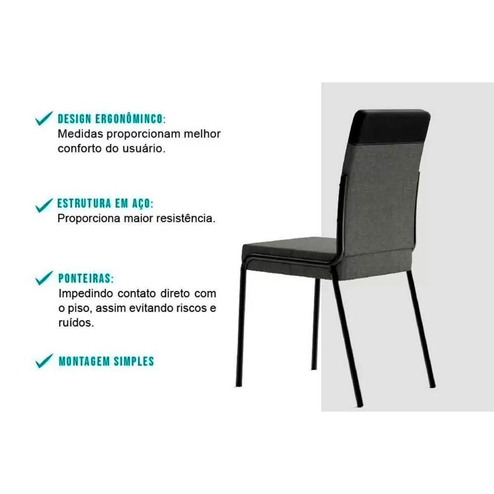 Sala de Jantar Completa Stellar 1598 Aço c/ Tampo Madeirado 120x80cm e 4 Cadeiras Duo Rose/Petra - Rose/Areia - Caramelo - Carraro - 7