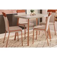 Sala de Jantar Completa Stellar 1598 Aço c/ Tampo Madeirado 120x80cm e 4 Cadeiras Duo Rose/Petra - Rose/Areia - Caramelo - Carraro - 1