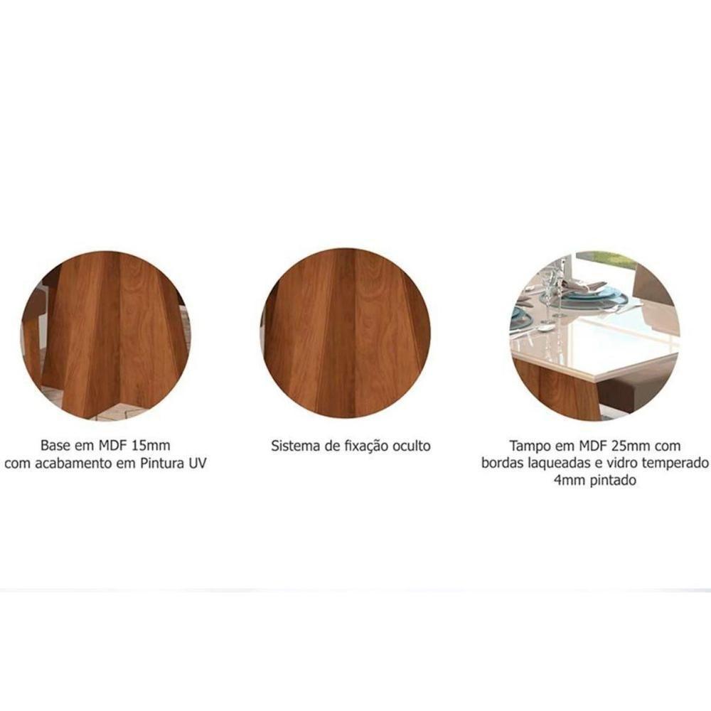 Sala de Jantar Completa Patricia c/ Tampo Madeirado c/ Vidro Canto Reto 160x80m e 6 Cadeiras Maia Savana-Cinamomo/Suede Gengibre Bege - Cimol - 3