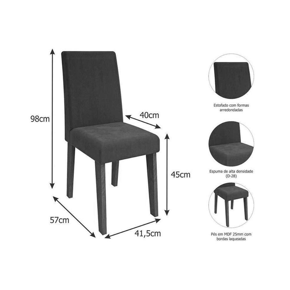 Sala de Jantar Completa Patricia c/ Tampo Madeirado c/ Vidro Canto Reto 160x80m e 6 Cadeiras Maia Savana-Cinamomo/Suede Gengibre Bege - Cimol - 5