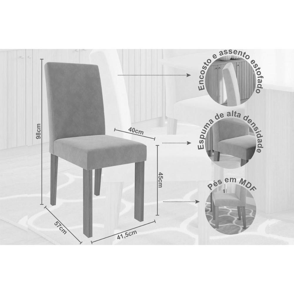 Sala de Jantar Completa Patricia c/ Tampo Madeirado c/ Vidro Canto Reto 160x80m e 6 Cadeiras Maia Savana-Cinamomo/Suede Gengibre Bege - Cimol - 6