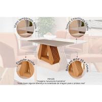 Sala de Jantar Completa Ágata Tampo Madeirado c/ Vidro 130X80 cm e 4 Cadeiras Nicole Savana-Nature/Off White -Suede Nude Bege - Cimol - 6