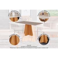 Sala De Jantar Completa Patricia C- Tampo Madeirado C- Vidro Canto Reto 160x80cm E 6 Cadeiras Nicole Nature-madeirado-suede Nude - Cimol - 5