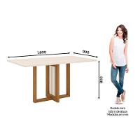 Sala de Jantar Completa Natalí c/ Tampo Madeirado c/ Vidro Reto 160x90cm e 6 Cadeiras Milla Nature/Veludo Light Marrom Amêndoa - Henn - 3