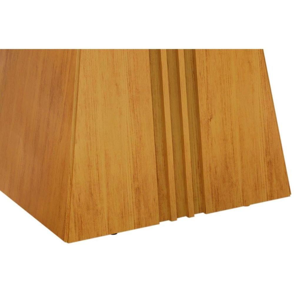 Sala de Jantar Completa Itália Tampo Madeirado c/ Vidro Curvo 136x136cm e 8 Cadeiras Ondina Cedro/Off White - Suede Moca - DJ Móveis - 8