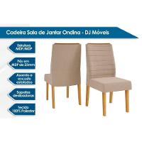 Sala de Jantar Completa Itália Tampo Madeirado c/ Vidro Curvo 136x136cm e 8 Cadeiras Ondina Cedro/Off White - Suede Moca - DJ Móveis - 2