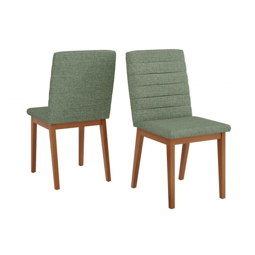 Sala de Jantar Completa Itália Tampo Madeirado c/ Vidro Curvo 136x136cm e 8 Cadeiras Sofia Cedro/Off White - Ipe/Linho Neve - DJ Móveis - 4