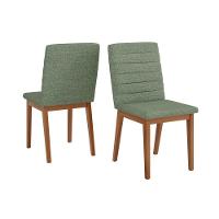 Sala de Jantar Completa Itália Tampo Madeirado c/ Vidro Curvo 136x136cm e 8 Cadeiras Sofia Cedro/Off White - Ipe/Linho Neve - DJ Móveis