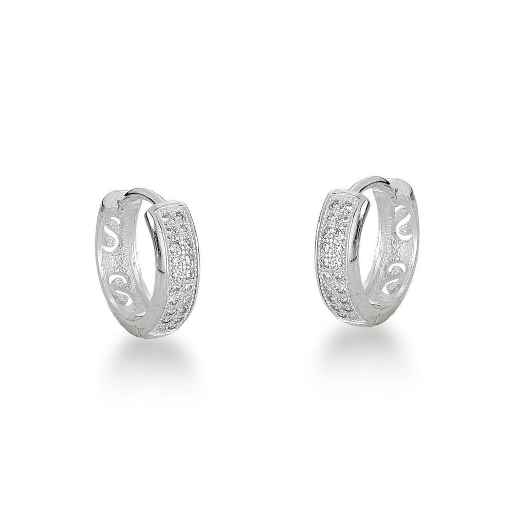 Brinco Argola Cravejado Prata 925 - 1