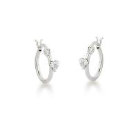 Brinco Argola Com Ponto De Luz Coração Prata 925 - 1