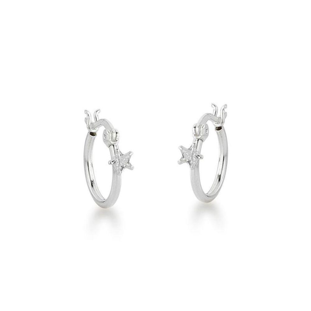 Brinco Argola Com Ponto De Luz Estrela Prata 925 - 1