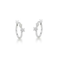 Brinco Argola Com Ponto De Luz Estrela Prata 925 - 1