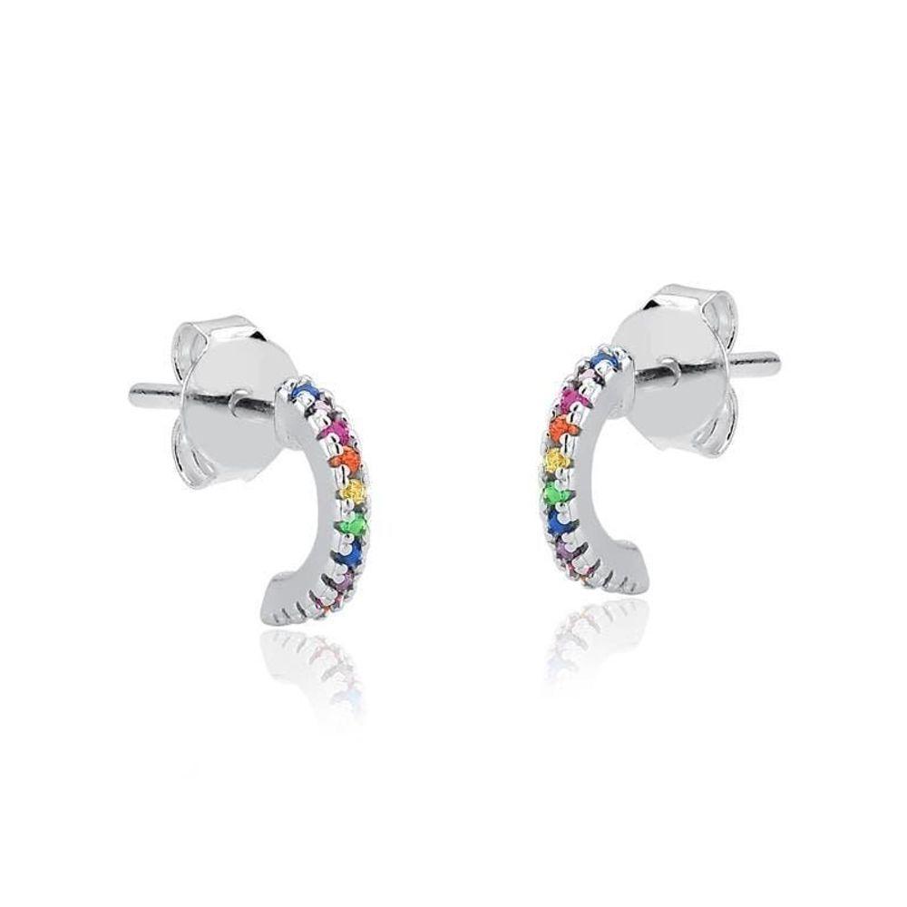 Brinco Argola Colorida Delicada Prata 925 - 1