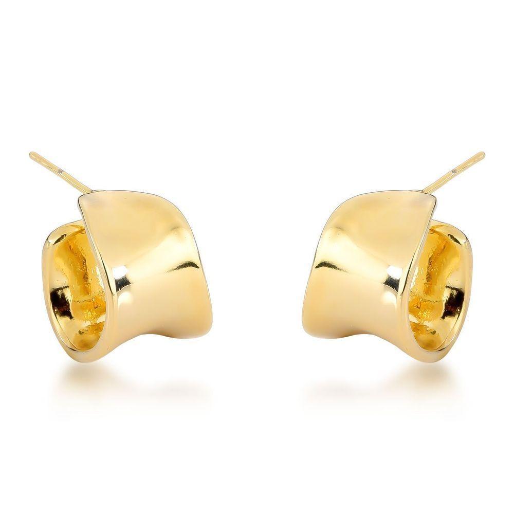 Brinco Argola Lisa Banhada A Ouro 18k - Estilo E Conforto Diário - 1