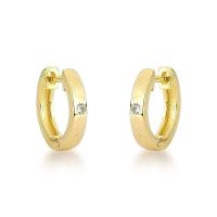 Brinco Argola Unissex Ponto De Luz 1,4cm Banhado A Ouro 18k - 1