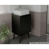 Gabinete de Banheiro c/Pés BN3641 s/ Cuba 1 Porta 45cm cor Preto - Tecno Mobili - 1