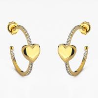 Brinco Argola Média Folheado A Ouro Com Coração Banhada A Ouro 18k - 1