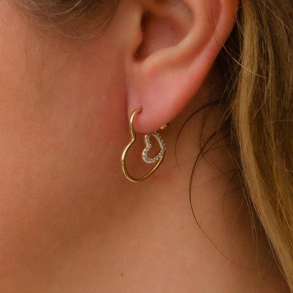 Brinco De Argola Com Coração Cravejado Com Zircônias Banhado A Ouro 18k - 2