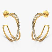 Brinco De Argola Com 2 Fio Cravejado Com Zircônias - 1