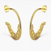 Brinco De Argola Coração Com Zircônias Folheada A Ouro 18k - 1