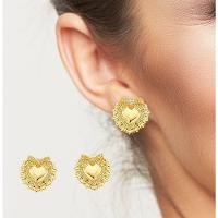 Conjunto Colar E Brincos Coração Com Laço Banhado A Ouro 18k - 3