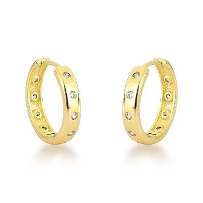 Brinco Argola 3,5mm Com Ponto De Luz Banhada A Ouro 18k Banhado A Prata
