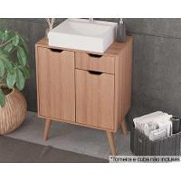 Gabinete de Banheiro c/ Pés BN3637 s/ Cuba 2 Portas e 1 Gaveta60cm Amêndoa - Tecno Mobili - 1