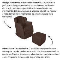 Poltrona Amamentação Cadeira Reforçada Balanço Puff Suede Cor:marrom - 8